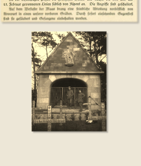 Die deutsche Kapelle auf dem Soldatenfriedhof Falaise im Jahre 1917