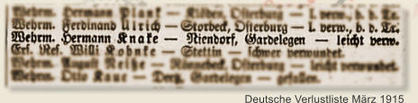 Deutsche Verlustliste März 1915