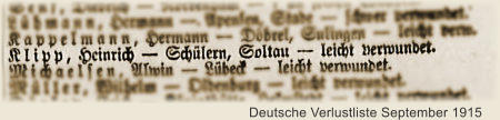 Deutsche Verlustliste September 1915